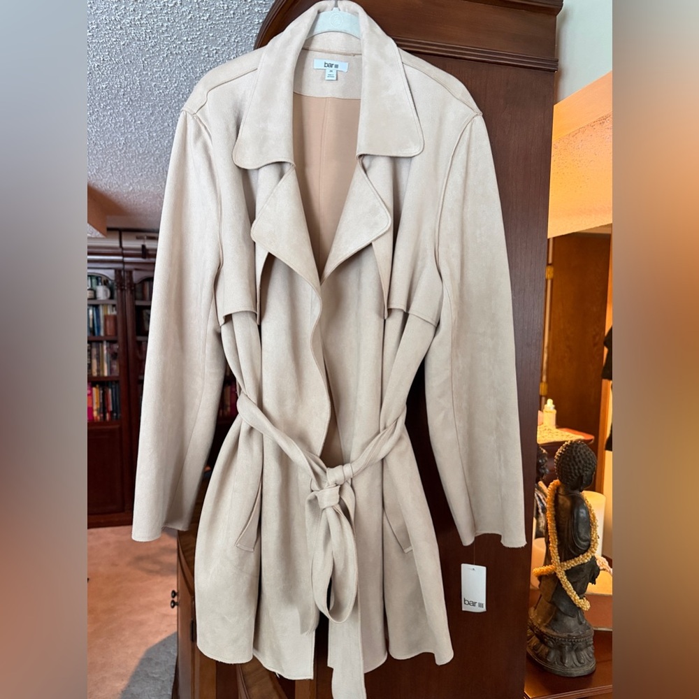 INC NWT Beige Women's Soft Suede-Like Coat